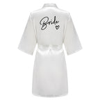 Wedding Party Team Bride Robe With Black Letters Kimono Satin Pajamas Bridesmaid Bathrobe SP003 - Matrix-studios.com