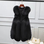 2025 Women Autumn Winter New Imitation Fox Fur Vest Jacket Female Mid-Length Vest Women Grace Fashion Young Coat - Matrix Studios