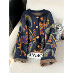 Autumn Retro Sweater Cardigan Women Korean Fashion Thick Metal Embroidery Knitted Gentle Vintage Clothes - Matrix Studios