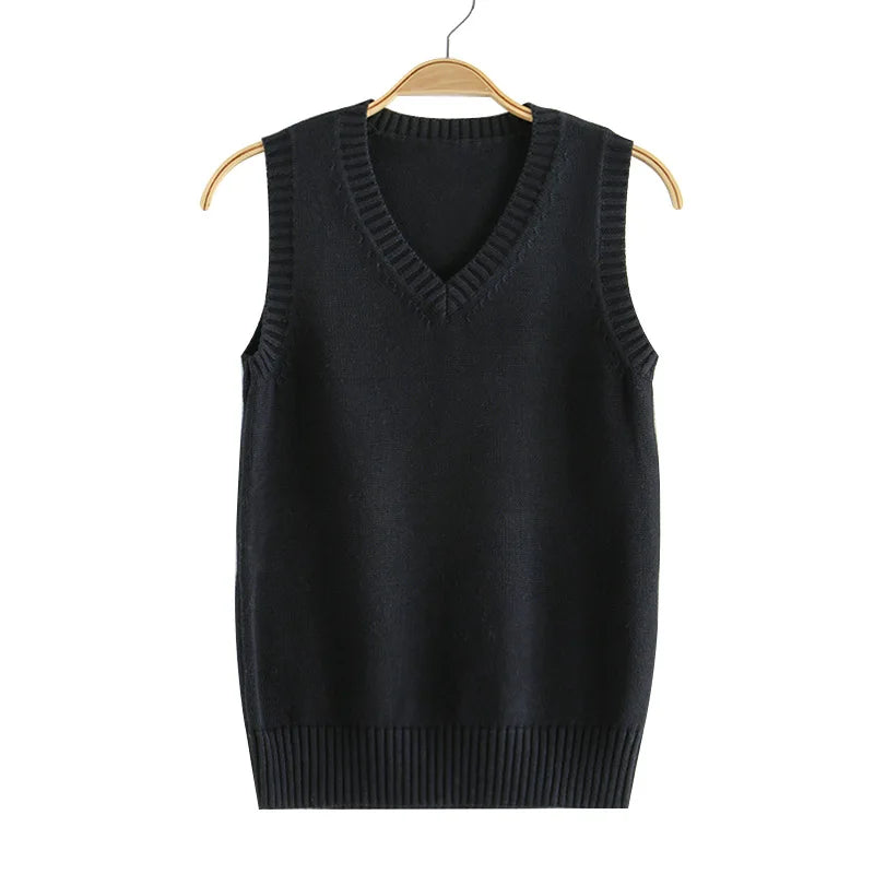 Preppy Style Teenager School Girls Uniform Sleeveless Sweaters Knitted Vest Students Y2K Lolita Pullover Waistcoat Women JK Tops - Matrix Studios