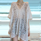 Women's Swimwear Crochet Lace Beach Cover Up Bikini Swimsuits Knitted Cover Up Dress Womens Swimsuit V Neck Side Split Beachwear - Matrix Studios