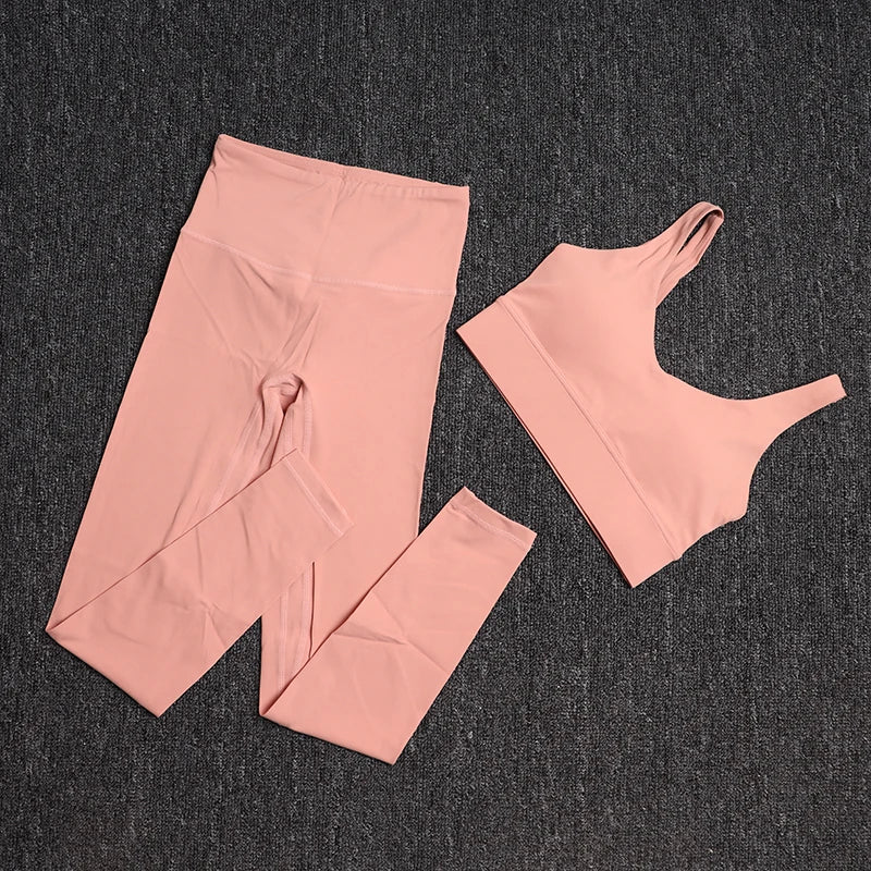 TRY TO BN Gym Sets Woman 2 Piece Sports Bra High Waisted Leggings Fitness Sportswear Women's Tracksuit Yoga Wear Workout Clothes - Matrix-studios.com