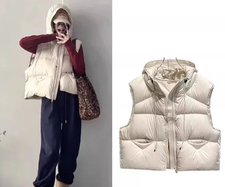 Korean Fashion Women Winter Warm Cotton Padded Jacket Sleeveless Big Pockets Thick Vests for Women - Matrix Studios