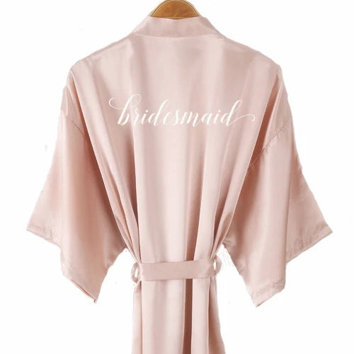 Champagne bathrobe bride satin-silk kimono women bridal party sister team mother shower sleepwear bridesmaid wedding short robes - Matrix-studios.com