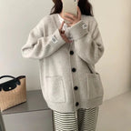 OCEANLOVE Cardigans Autumn Winter Solid Preppy Style Women Sweaters Korean Fashion V Neck Loose Warm Sweet Sueteres Mujer - Matrix Studios