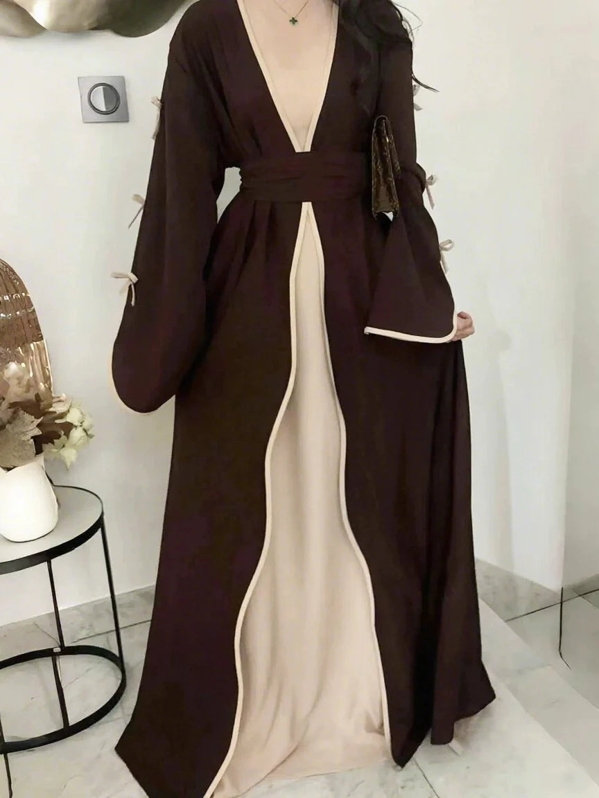 Muslim Abaya Women Dress Dubai Women Dress Bow Caftan Lace-up Floral Dresses Islamic Pakistan Moroccan Kaftan 2026 Robe - Matrix-studios.com