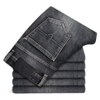 Autumn Winter New Business Men's Jeans Classic Fashion Stretch Washed Casual Denim Trousers Comfortable Straight Male pants - Matrix Studios