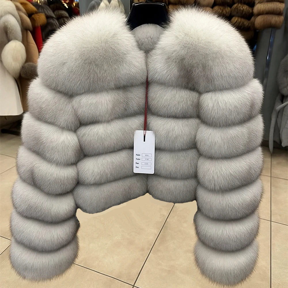 QUEENTINA Fox Fur Coat Long Sleeves Real Winter Women'S Brown 2025 Leather And Skin Clothing Natural New In Coats & Jackets - Matrix Studios