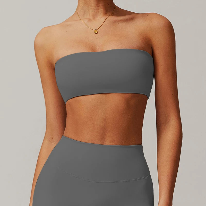 Summer Strapless Sports Bra Gym Women Quick-Drying Yoga Clothes Women Tube Top Fitness Chest Wrap Underwear Workout Bra Female - Matrix-studios.com