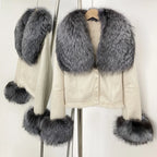 Hot Selling High-quality Big Raccoon Fur Collar Or Fox Fur Collar Winter New Suede Jacket Women Short Fashionable Slim Coat - Matrix Studios