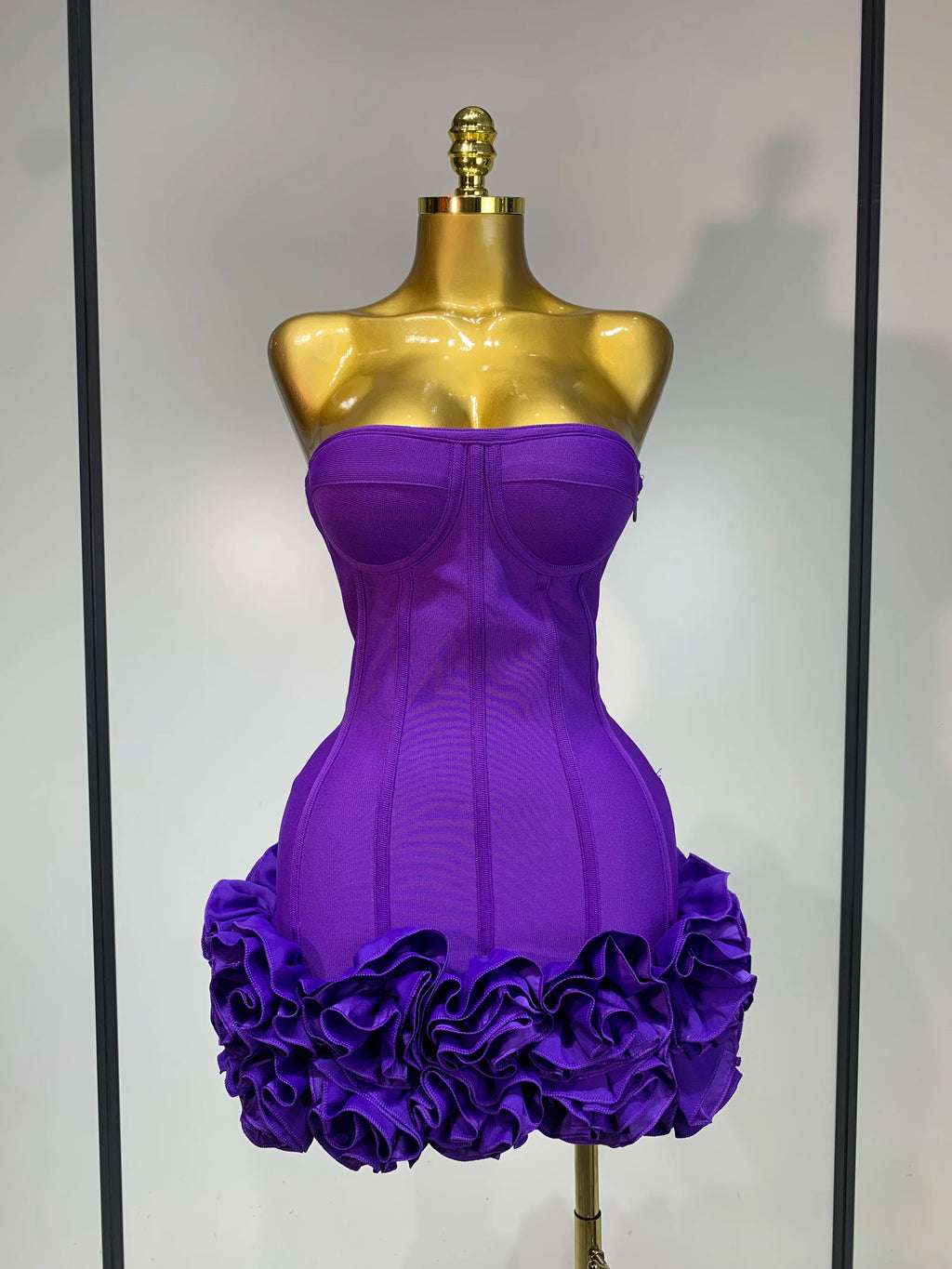 Women Sexy Strapless Backless Flower Embellished Mini Bandage Dress Bodycon Celebrity Party Cocktail Evening Party Club Dresses - Matrix-studios.com