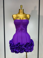 Women Sexy Strapless Backless Flower Embellished Mini Bandage Dress Bodycon Celebrity Party Cocktail Evening Party Club Dresses - Matrix-studios.com