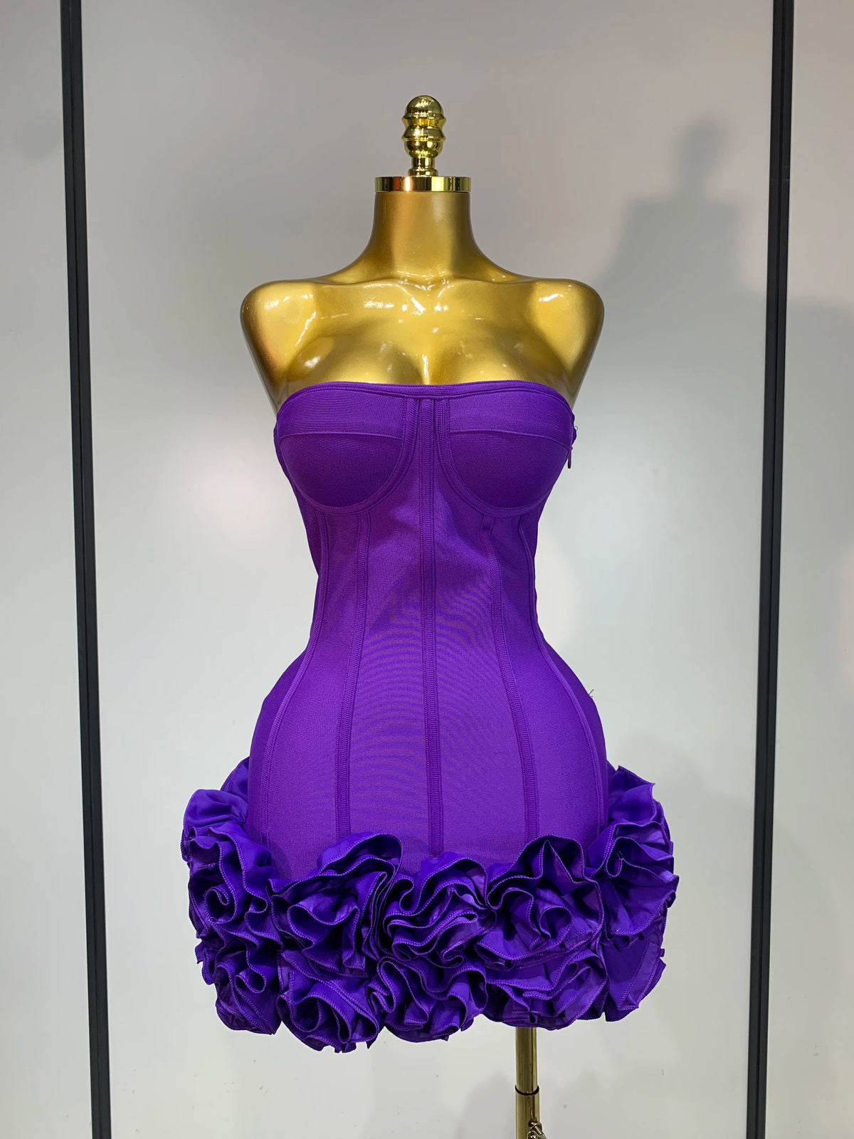 Women Sexy Strapless Backless Flower Embellished Mini Bandage Dress Bodycon Celebrity Party Cocktail Evening Party Club Dresses - Matrix-studios.com