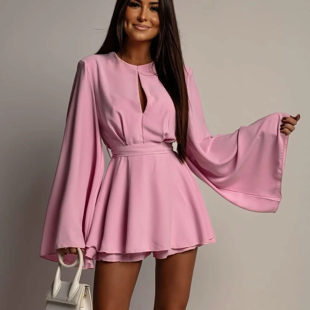 Fashion Women Rompers Sexy Backless High Waist Female Jumpsuit Playsuits Butterfly Sleeve Dress Shorts Casual Summer Ropa Mujer - Matrix Studios