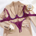 Women's Lingerie Ultra Sexy Open Bra Thong Sets Romantic Lace Underwear Hollow Ultra Thin Lingerie Set Intimate Erotic Lingerie - Matrix-studios.com