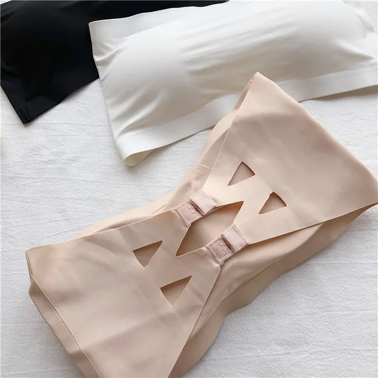Ice Silk Strapless Bra Girls Seamless Crop Tube Top Bralette for Women Sexy Soft Bras Large Size Bustier Tops Summer Underwear - Matrix Studios