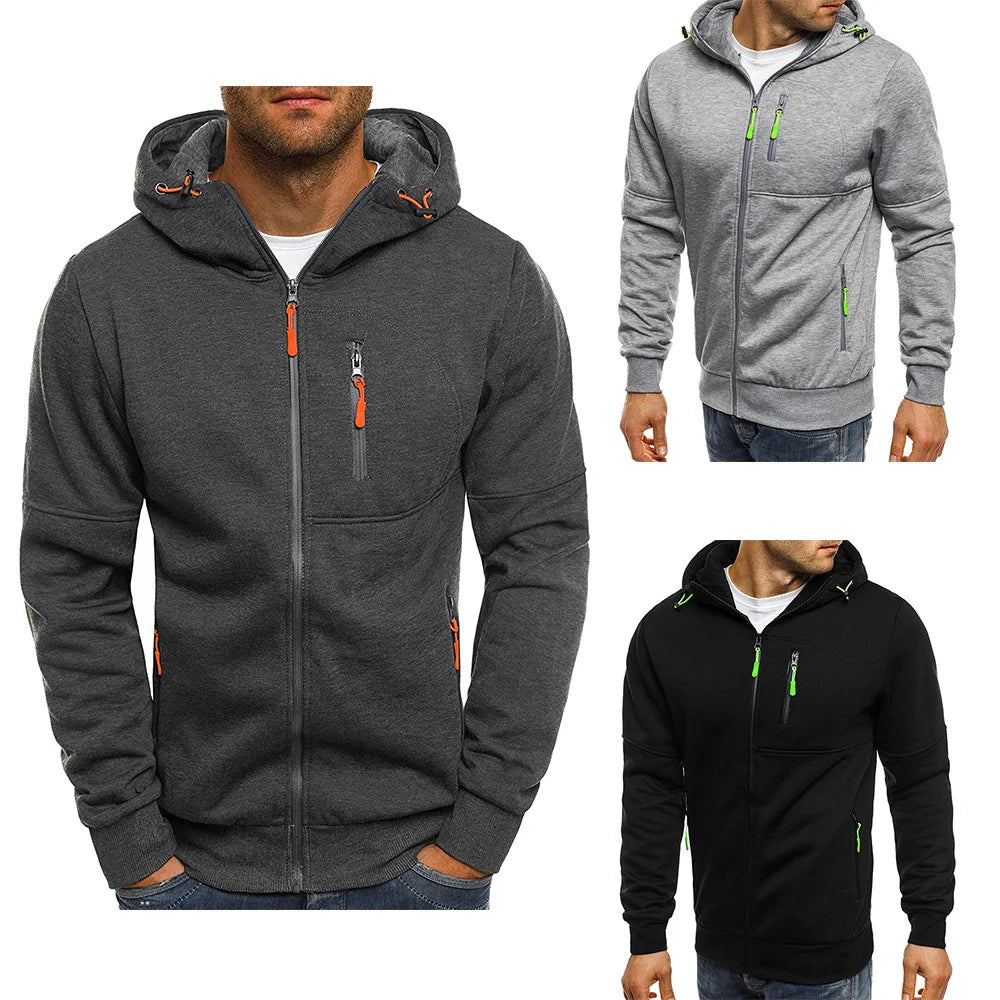 Men's Hoodies Long Sleeve Sweatshirt Zipper Design Hooded Sweatshirt for Men Clothing Sportswear Slim Fit Casual Jacket - Matrix Studios