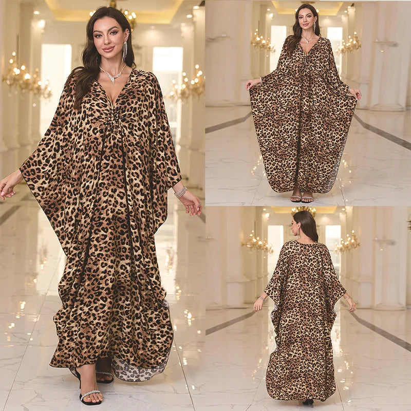 Kaftan Dresses for Women Wave Neck Swimsuit Cover Up Caftan Dress Plus Size Oversized Long Beach Dress - Matrix Studios