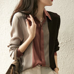 2025 Women Satin Button Blouse Autumn New Vintage Long Sleeve Polo Collar Women Shirt Elegant Loose Tops Clothing 18146 - Matrix-studios.com