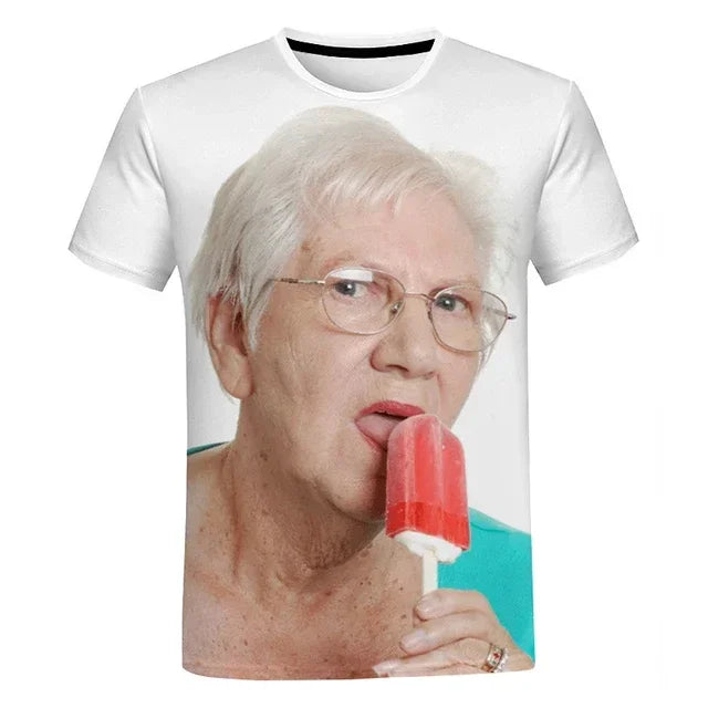 2025 Hot Sales New Creative Funny 3d Printing Cute T-shirt Grandma Funny Ice Lolly Casual Shirt Loose Oversize Top - Matrix Studios