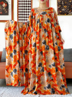 2025 New Loose Floral Dress Short Sleeve Cotton Women Abaya with Big Scarf Boho Maxi Dress Casual Fashion Dress African Vestidos - Matrix-studios.com