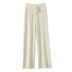Light Luxury Cashmere Knit Wide Leg Pants Autumn and Winter Women's Fashion Loose Fit Plush Simple Casual Woolen Knit  Pants