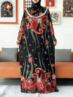 2023 Muslim Solid Cotton Abaya For Women Ramadan Prayer Garment Joint Hat Dubai Turkey Middle East Femme Robe Floral Loose Dress - Matrix-studios.com