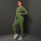 2Pcs Women Sets Energy Seamless Gym Suits Bubble Butt Sports Pants+Long Sleeve Shirts Push Up Running Sets Tracksuits Tights Set - Matrix-studios.com