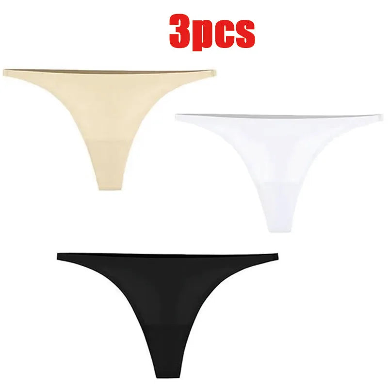 1-6pcs Seamless Panties Ice Silk Seamless Panties For Women Soft Thin Thongs Woman Satin Underwear Female Bikini String Panties - Matrix Studios