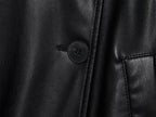 ETJ 2025 autumn new women's fashion belt imitation leather long sleeve short trench coat casual leather coat - Matrix Studios