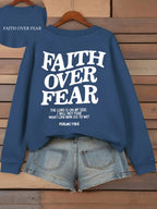 Casual Women's Hoodies Faith Over Fear Letter Printing Sweatshirts Fleece Warm Comfortable Pocket Pullovers Autumn Streetwear - Matrix Studios