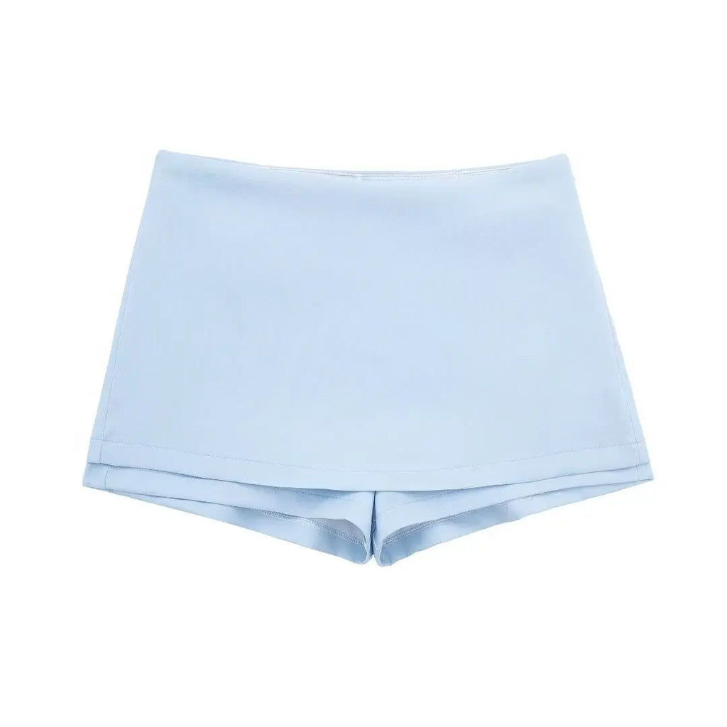 Women Summer 2 Piece Set High Waist Back Pocket Mini Skirts Shorts Sexy V-Neck Sleeveless Backless Suspender Zipper Top - Matrix-studios.com