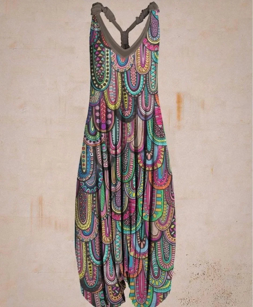 Wide Leg Bohemian Loose Overall Jumpsuit Ethnic Mandala Vintage Paisley Printing Women Rompers Backless Harem Bloomers Playsuit - Matrix Studios