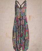 Wide Leg Bohemian Loose Overall Jumpsuit Ethnic Mandala Vintage Paisley Printing Women Rompers Backless Harem Bloomers Playsuit - Matrix Studios