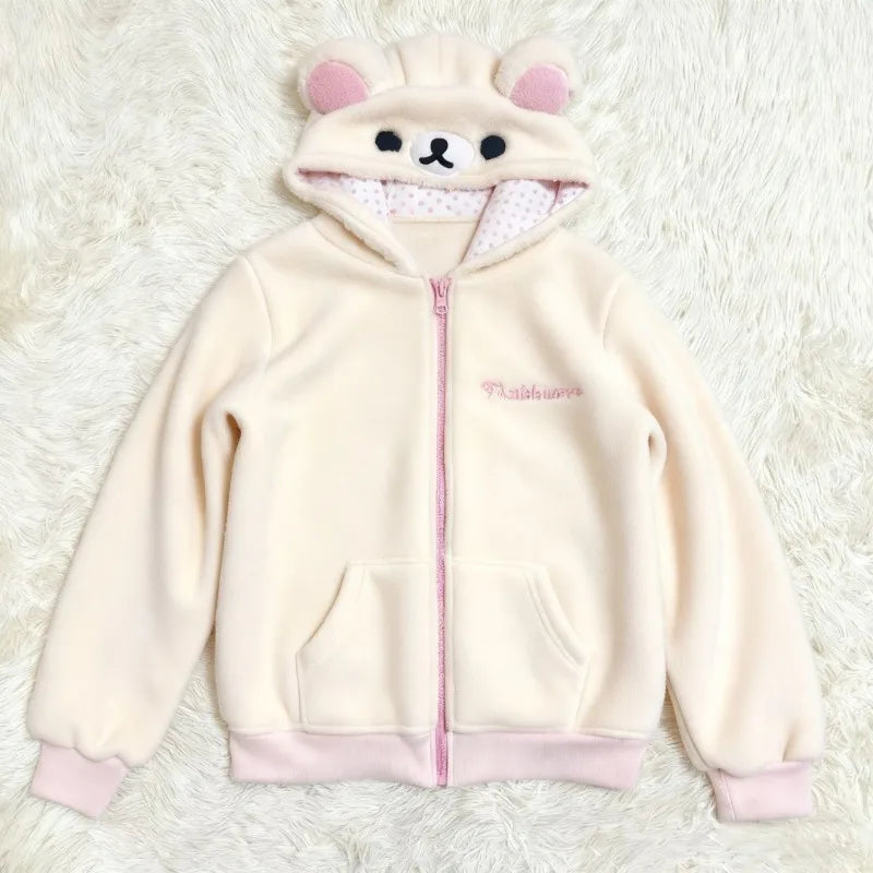 2025 Ropa Mujer Japanese Hoodies Jackets Women's Clothing Bear Ear Hooded Zipper Sweatshirts Fashion Casual Cute Hoodie Tops - Matrix Studios