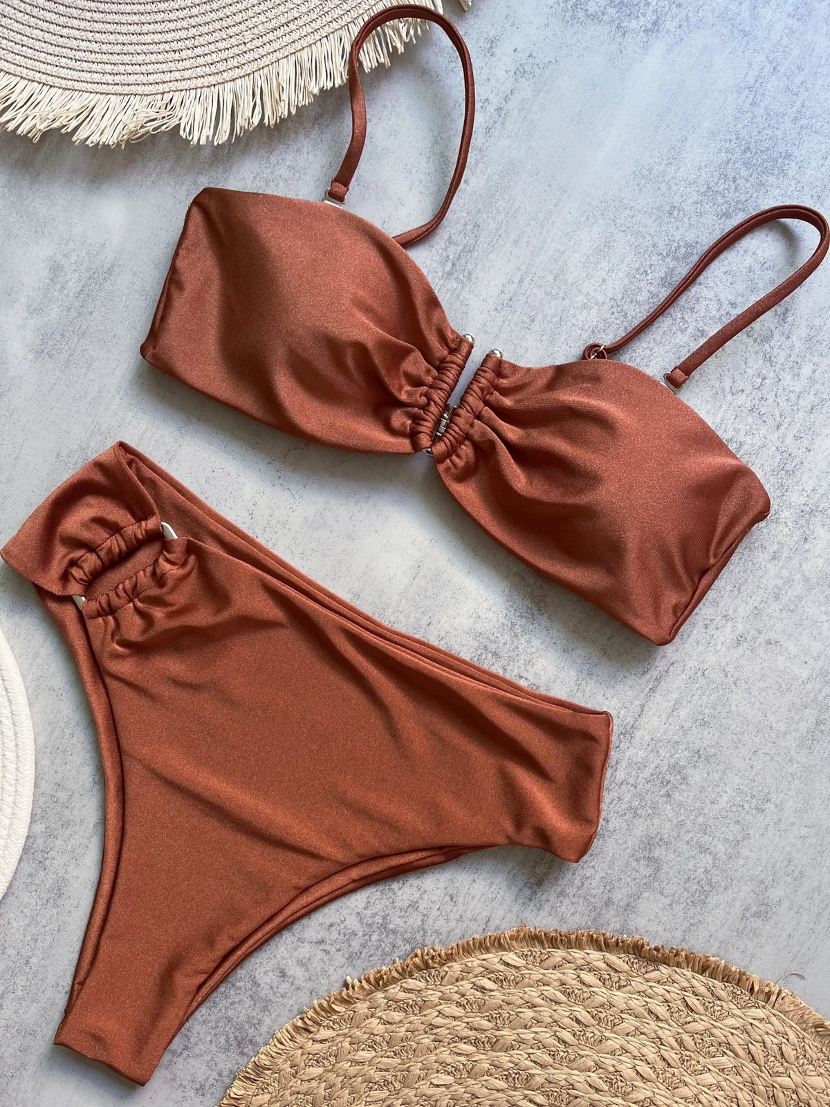 Bandeau Bikini Push Up Women Swimsuits 2026 Sexy Female Swimwear Brazilian Bikini Set Thong Biquini Swim Suits Solid Beachwear - Matrix-studios.com