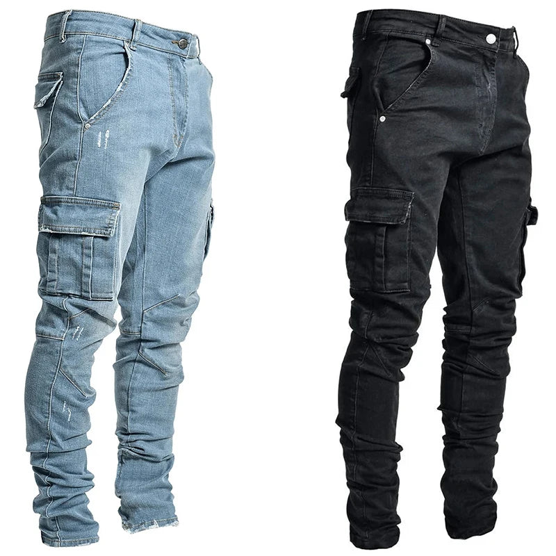 New Autumn Men Pants Casual Tactical Jeans Male Multiple Pockets Cargo Pant Casual Straight Dimem Jeans Trousers Plus Size S-4Xl - Matrix Studios