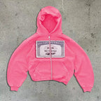 Hip-hop retro autumn casual zipper hoodie personalized pattern print Harajuku street style men's and women's sweatshirt y2k - Matrix Studios