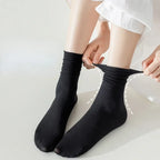 10 Pairs Kawaii Women's Ice Silk Socks - Medium Tube Solid Color Stacked Style, Breathable & Soft Casual Socks - Matrix Studios