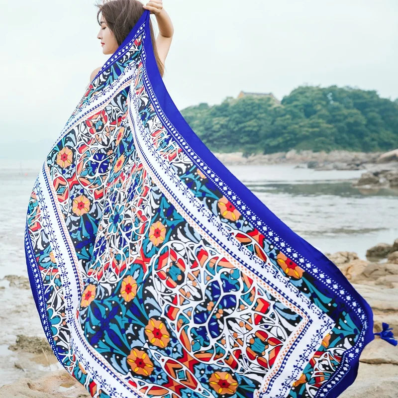 90x185cm  Printing Process Twill Summer Suncare Beach Dress Bikini Sarong Wrap Scarf Women Brazilian Swimsuit Bathing Cover-ups - Matrix Studios