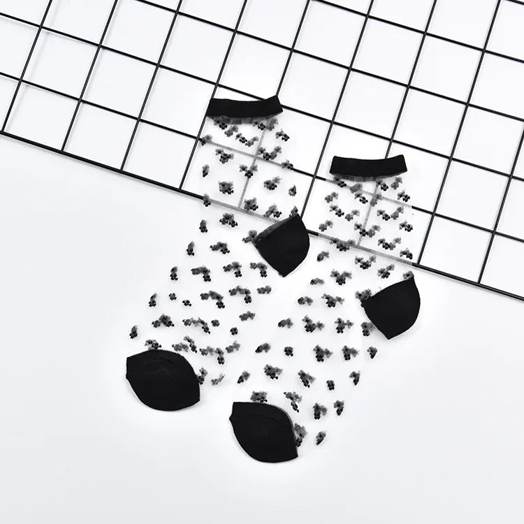 Summer Lace Mesh Transparent Women Socks Ultra-thin Breathable Women Girls Short Socks Harajuku Vintage Streetwear Crew Socks - Matrix Studios