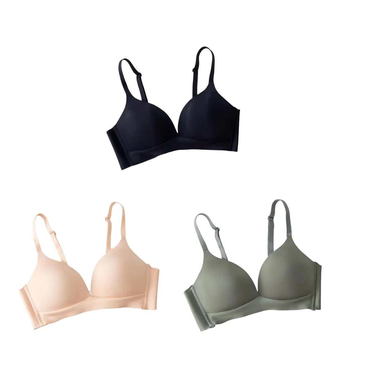 3Pcs/Set Seamless Bras For Women Non-wire Push-Up Bra Glossy Deep V Underwear Fixed 3/4 Cup Comfort Daily Wear Lingerie S-XXL - Matrix Studios
