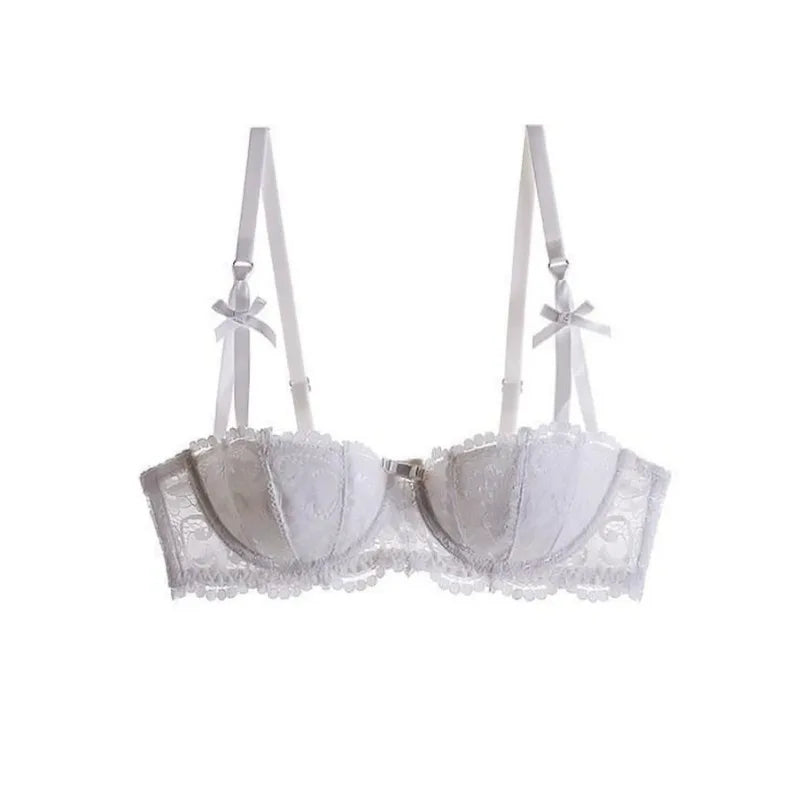 Women Bras Sexy Lace Half Cup Push Up French Style Lingerie Soft Deep V Top Breathable Back Closure Thin Bralette Ropa Mujer - Matrix Studios