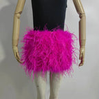 Real feather mini skirt, elastic waist sexy clothing, club, party dance party carnival short skirt can be customized in size - Matrix Studios