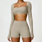 Summer 2PCS Yoga Suit Sports Set Women Quick-Dry Gym Set Women Tracksuit Running Workout Long Sleeve Sports Shirt Yoga Clothing - Matrix-studios.com