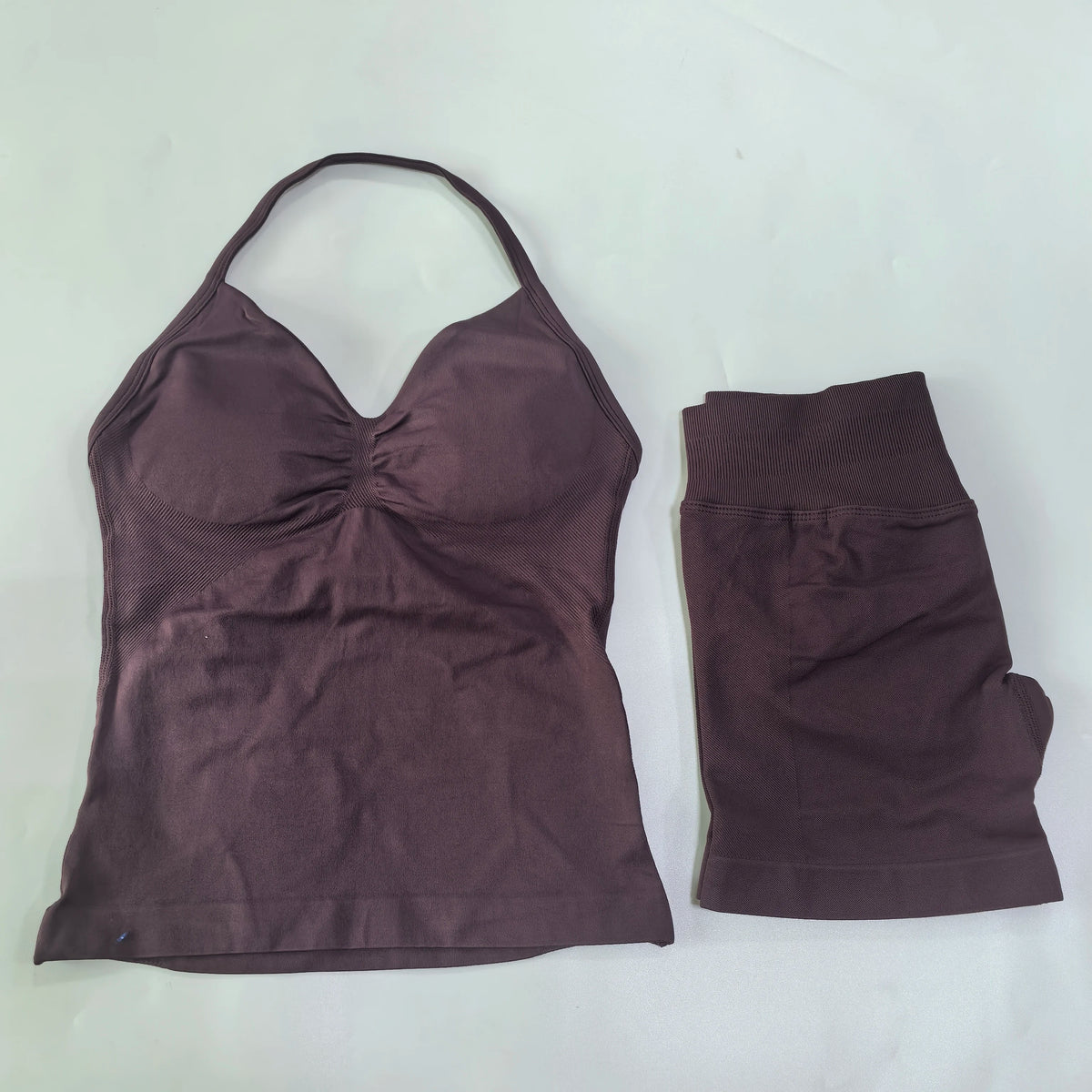 No Logo 2Pcs Gym Set Women Backless Tank Tops High Waist Scrunch Seamless Shorts Gym Suit Fitness Clothes Activewear Workout Set - Matrix-studios.com