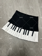 American Vintage Black White Piano Keys Skirts Y2k Slim Waist Ruched A-line Skirt Women 2026 Summer New Korea Style Chic Mujer - Matrix-studios.com