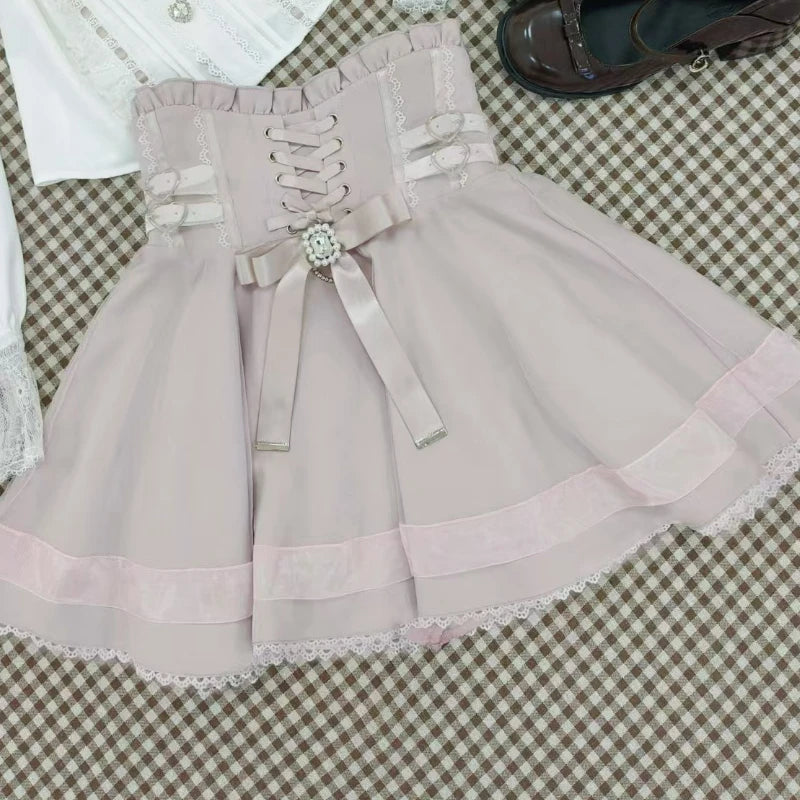 2026 Japanese Kawaii Short Skirt Sets Sweet Ruffles Off Shoulder Bow Shirt Gown Faldas Y2k Aesthetic Mini Skirts Lolita Full Set - Matrix-studios.com