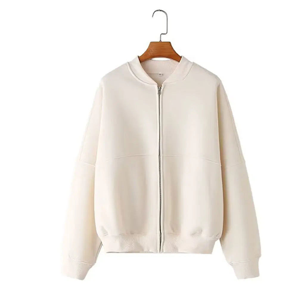 HH Women's Fall 2-Piece Retro Solid Color Zip Bomber Jacket Sweatshirt+High Waist Lace Up Women's Wide Leg Pants Street Wear - Matrix-studios.com