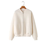 HH Women's Fall 2-Piece Retro Solid Color Zip Bomber Jacket Sweatshirt+High Waist Lace Up Women's Wide Leg Pants Street Wear - Matrix-studios.com